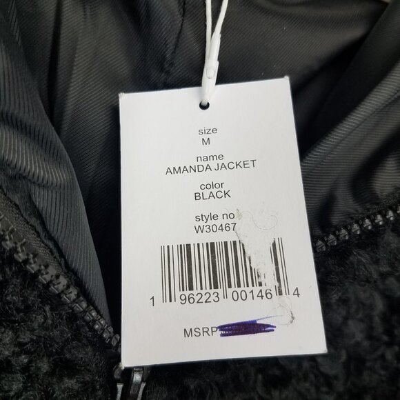 NEW Walter Baker Size M Amanda Fuzzy Jacket in Black Hooded NWT $398 - Picture 6 of 10